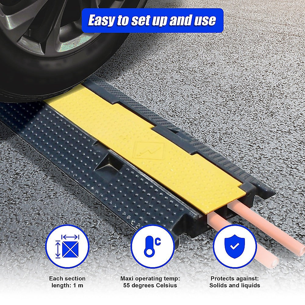 Rubber Electrical Wire Cover | 3-Pack | 2-Cable Heavy Duty Protector | Dual Channel