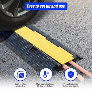 Rubber Electrical Wire Cover | 3-Pack | 2-Cable Heavy Duty Protector | Dual Channel