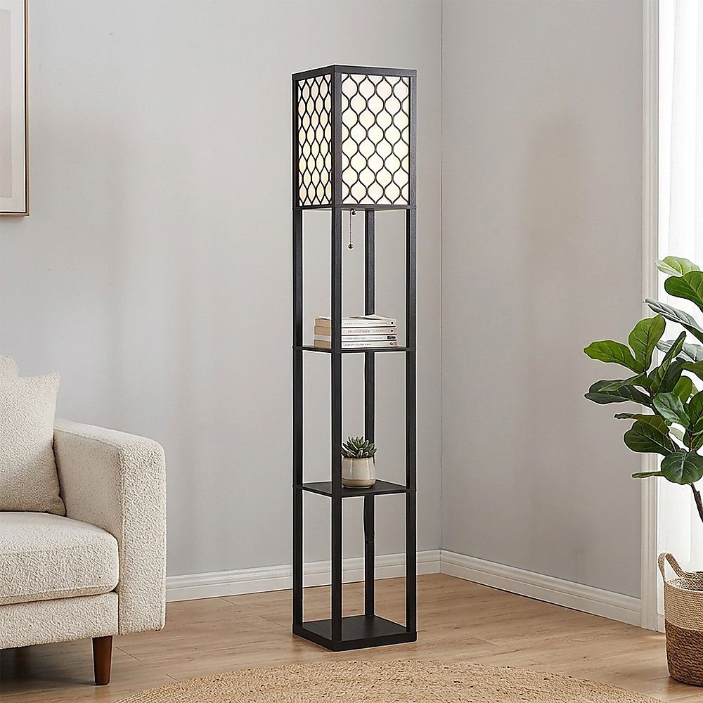 Shelf Floor Lamp - Shade Diffused Light Source with Open-Box Shelves