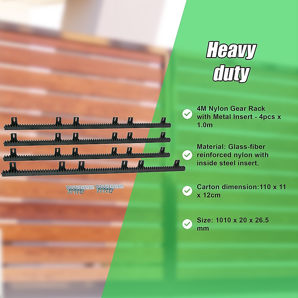 Sliding Gate Hardware Accessories Kit | 4m Gear Rack Track