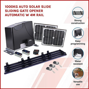 1000KG Auto Solar Slide Sliding Gate Opener | Automatic | with 4m Rail