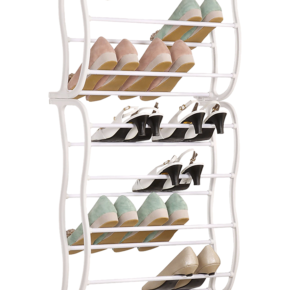36 Pair Shoe Holder Organiser | Over The Door Hanging Shelf Rack | Storage Hook