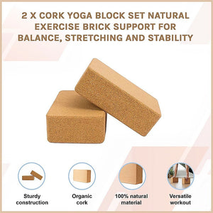 2x ECO-Friendly Cork Yoga Block Organic Yoga Prop Accessory Exercise Brick