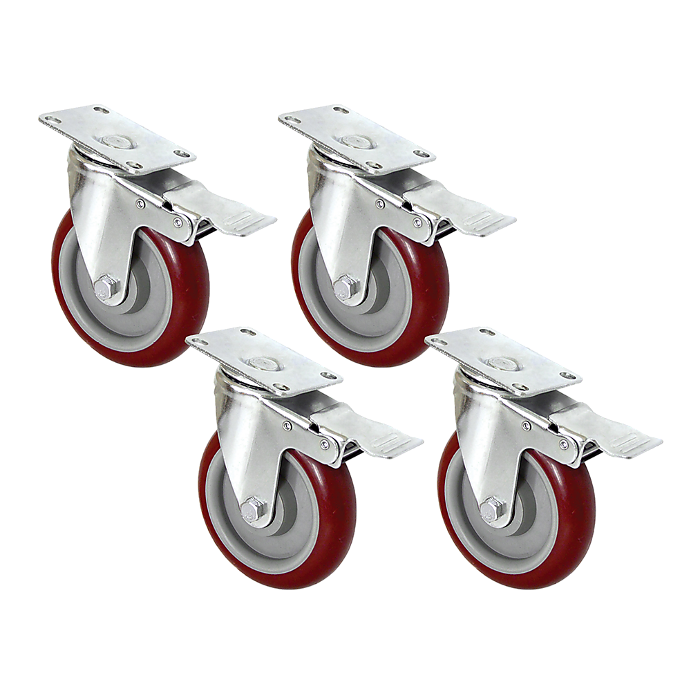 Heavy Duty Swivel Castor Wheels | 4 x 5" | 400KG Load | Trolley Furniture Caster | All Brake