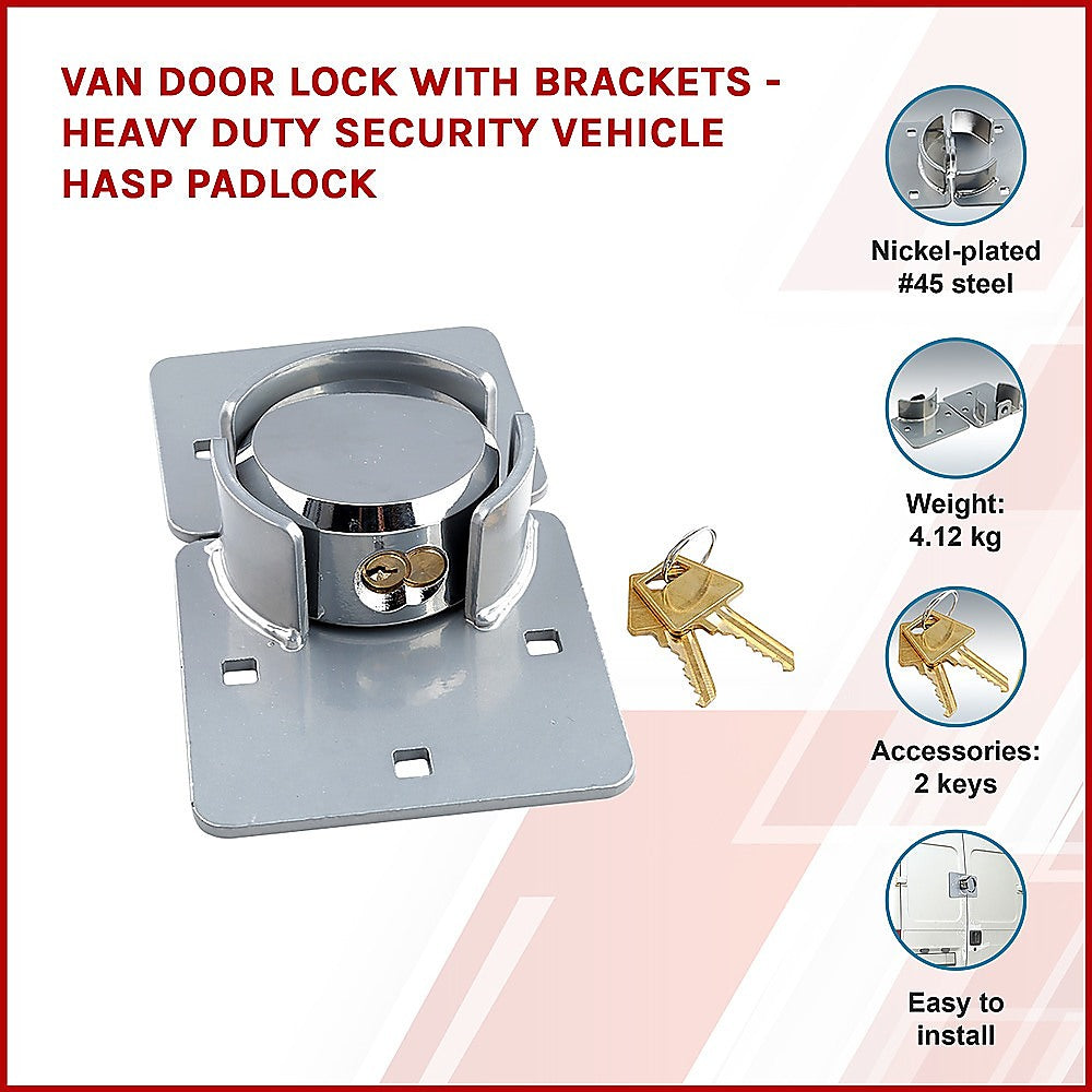 Van Door Lock with Brackets | Heavy Duty Security Hasp Padlock for Vehicles