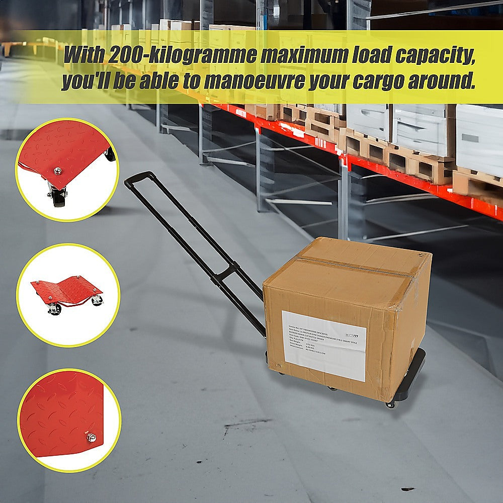 Foldable Flatbed Trolley Cart | 6 x 360° Rotating Wheels | 200KG Load Capacity