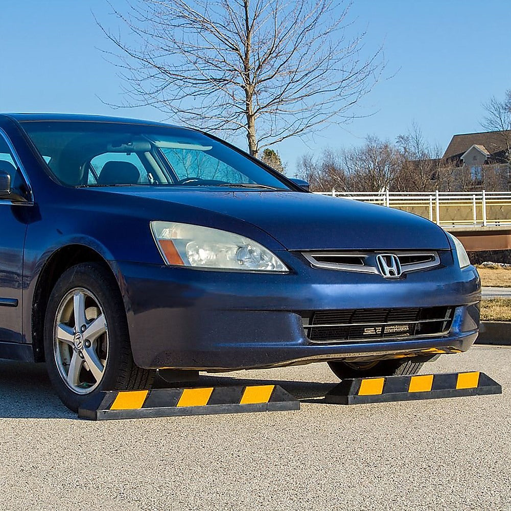 Heavy Duty Rubber Curb Parking Guide | 90cm | Reflective Yellow Wheel Stopper