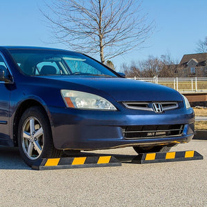 Heavy Duty Rubber Curb Parking Guide | 90cm | Reflective Yellow Wheel Stopper