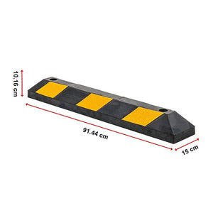 Heavy Duty Rubber Curb Parking Guide | 90cm | Reflective Yellow Wheel Stopper