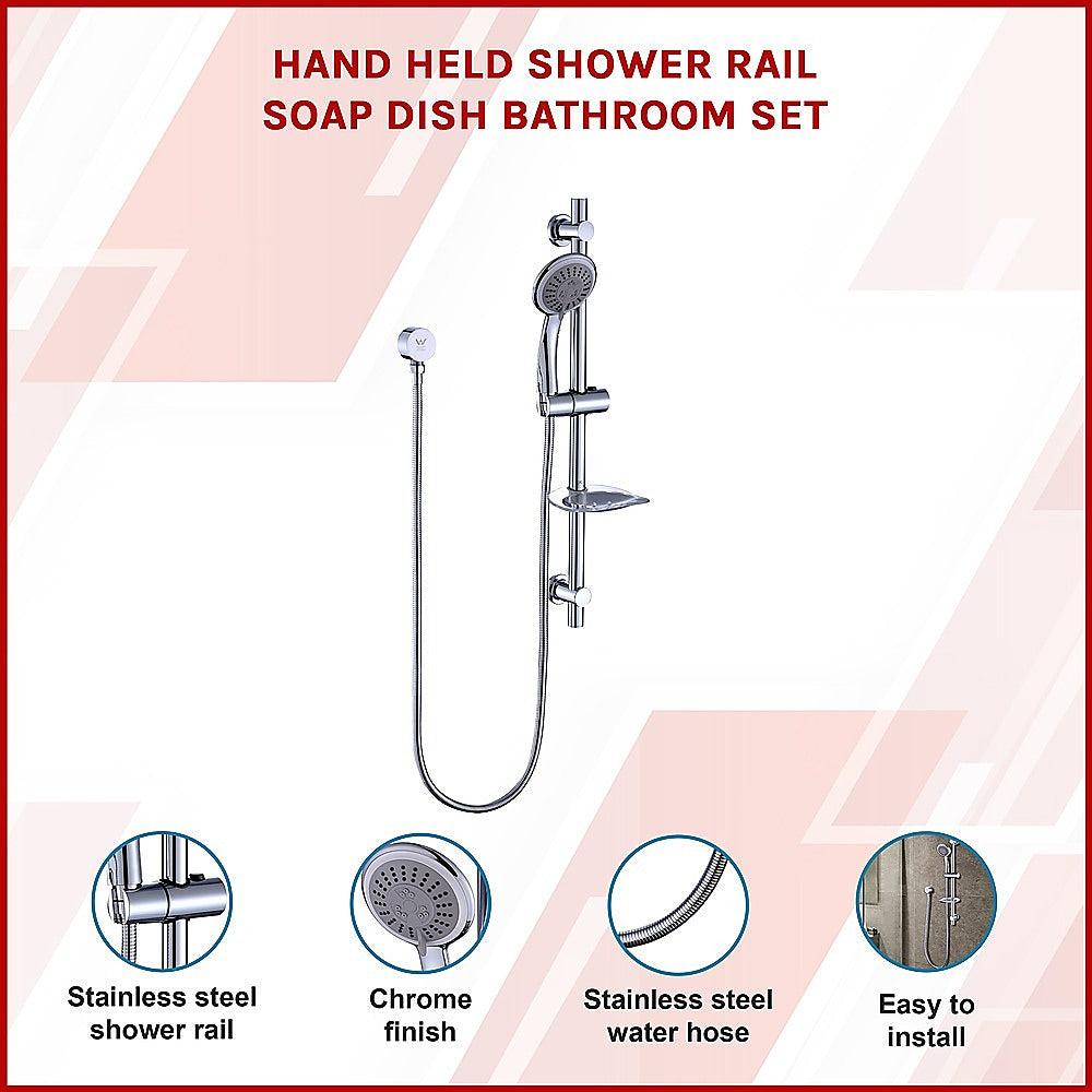 Handheld Shower Rail Set | Soap Dish Included | Modern Bathroom Accessory