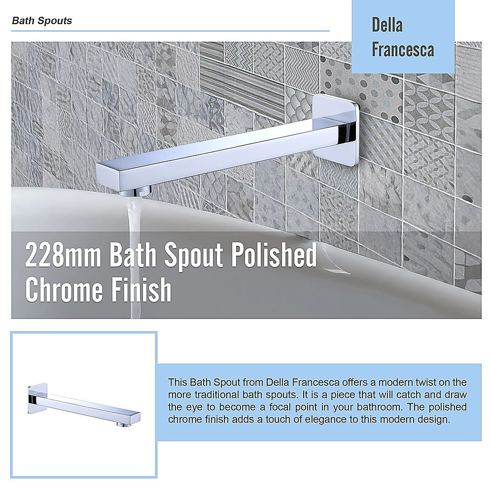 Bath Spout | 228mm | Polished Chrome Finish | Elegant Bathroom Fixture
