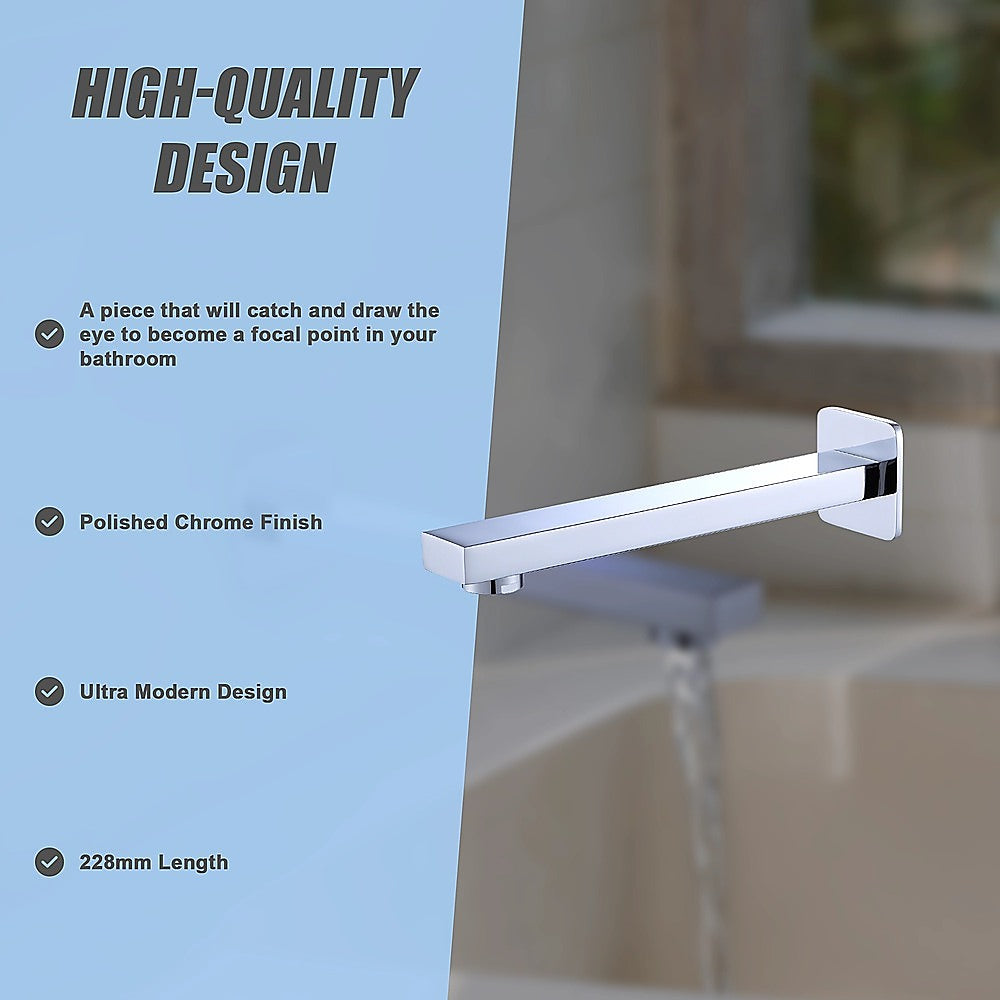 Bath Spout | 228mm | Polished Chrome Finish | Elegant Bathroom Fixture