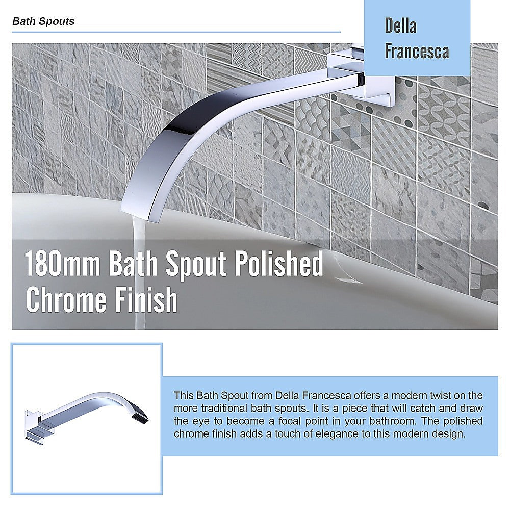 Bath Spout | 180mm | Polished Chrome Finish | Modern Bathroom Fixture