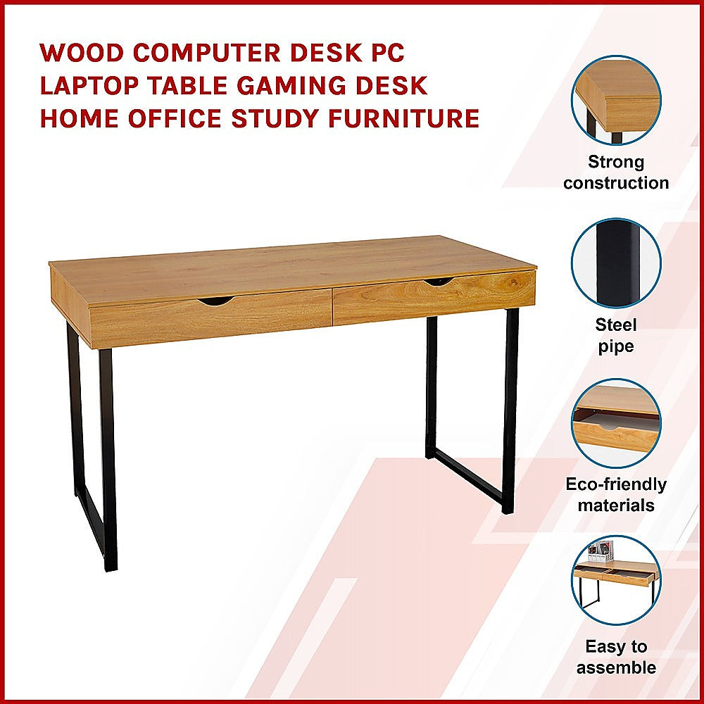 Wood Computer Desk | PC Laptop Table | Gaming Desk | Home Office Study Furniture