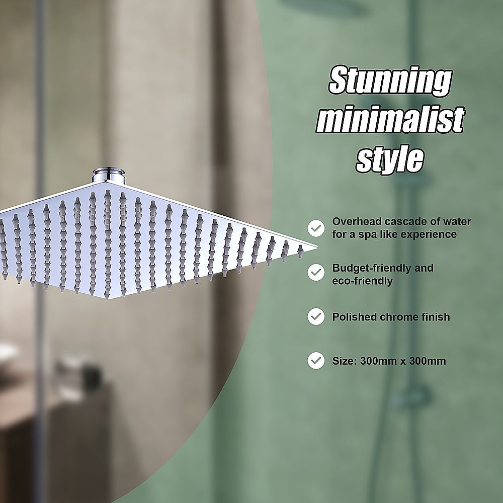 300mm Shower Head Square | 304SS Polished Chrome Finish