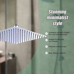 300mm Shower Head Square | 304SS Polished Chrome Finish