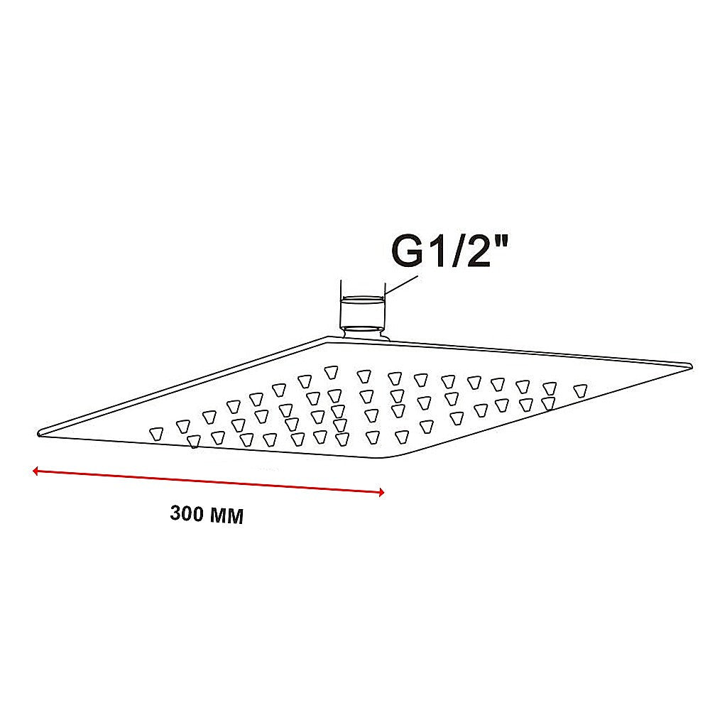 300mm Shower Head Square | 304SS Polished Chrome Finish