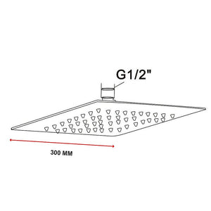 300mm Shower Head Square | 304SS Polished Chrome Finish