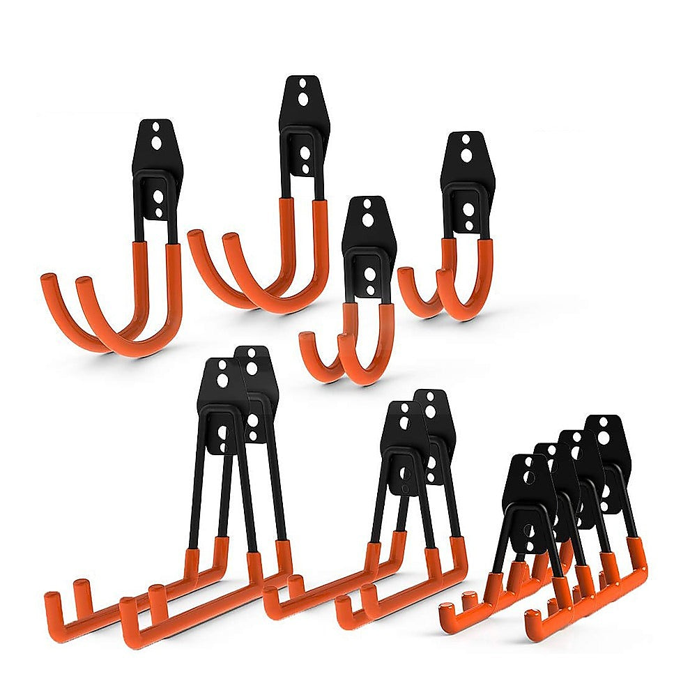Wall Mount Garage Hooks | 12-Pack | Heavy-Duty Steel Tool Storage Organiser