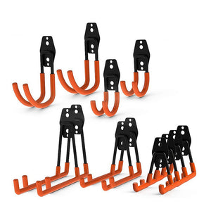 Wall Mount Garage Hooks | 12-Pack | Heavy-Duty Steel Tool Storage Organiser