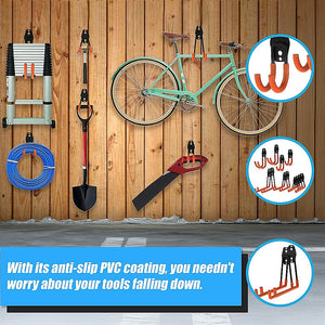Wall Mount Garage Hooks | 12-Pack | Heavy-Duty Steel Tool Storage Organiser
