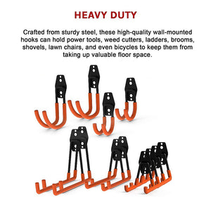 Wall Mount Garage Hooks | 12-Pack | Heavy-Duty Steel Tool Storage Organiser
