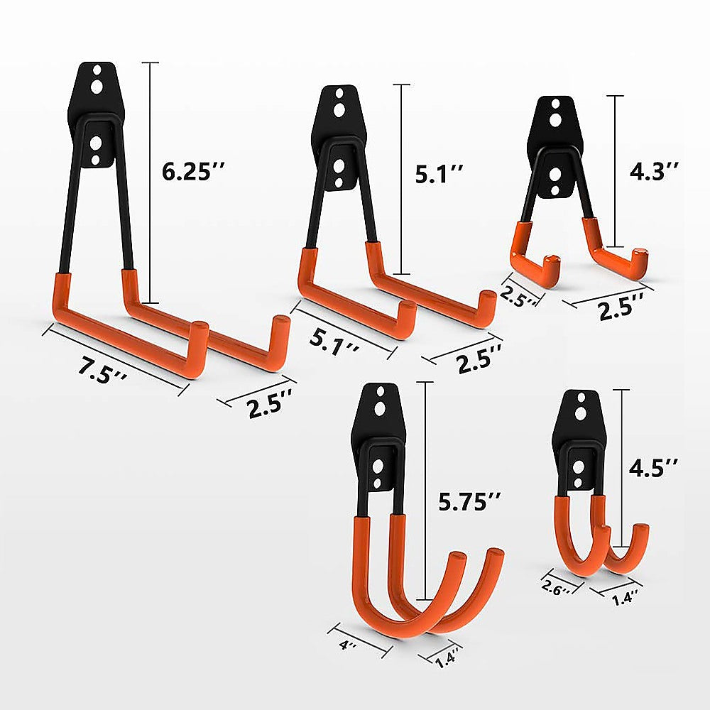 Wall Mount Garage Hooks | 12-Pack | Heavy-Duty Steel Tool Storage Organiser