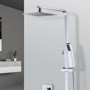 WELS 8" Rain Shower Head Set | Square Dual Heads Faucet | High Pressure Hand Held