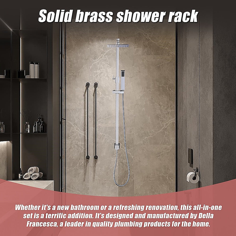 WELS 8" Rain Shower Head Set | Square Dual Heads Faucet | High Pressure Hand Held
