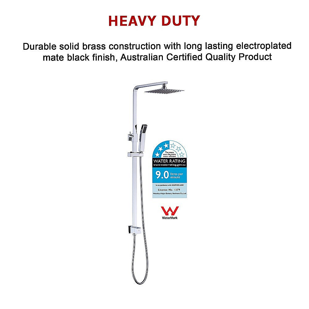 WELS 8" Rain Shower Head Set | Square Dual Heads Faucet | High Pressure Hand Held