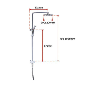 WELS 8" Rain Shower Head Set | Square Dual Heads Faucet | High Pressure Hand Held