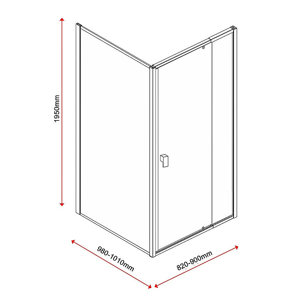 Semi Frameless Shower Screen (82-90) x 195cm & (98-101) x 195cm Side | AS/NZS Glass