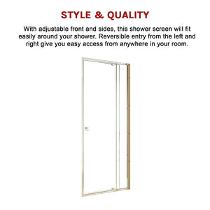 Adjustable Semi Frameless Shower Screen (82-90) x 195cm | Australian Safety Glass