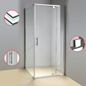 Shower Screen 900x900x1900mm Framed Safety Glass | Pivot Door | Della Francesca