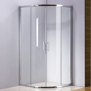 100x100cm Rounded Sliding 6mm Curved Shower Screen | Chrome Base