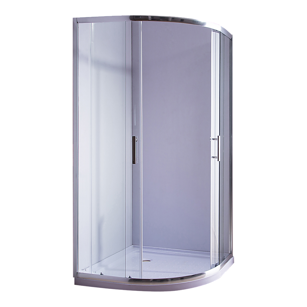 100x100cm Rounded Sliding 6mm Curved Shower Screen | Chrome Base