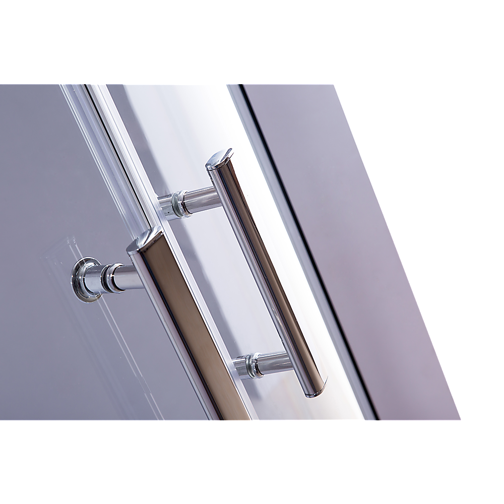 100x100cm Chrome Rounded Sliding 6mm Curved Shower Screen | Black Base