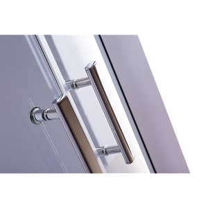 100x100cm Chrome Rounded Sliding 6mm Curved Shower Screen | Black Base