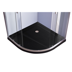 100x100cm Chrome Rounded Sliding 6mm Curved Shower Screen | Black Base
