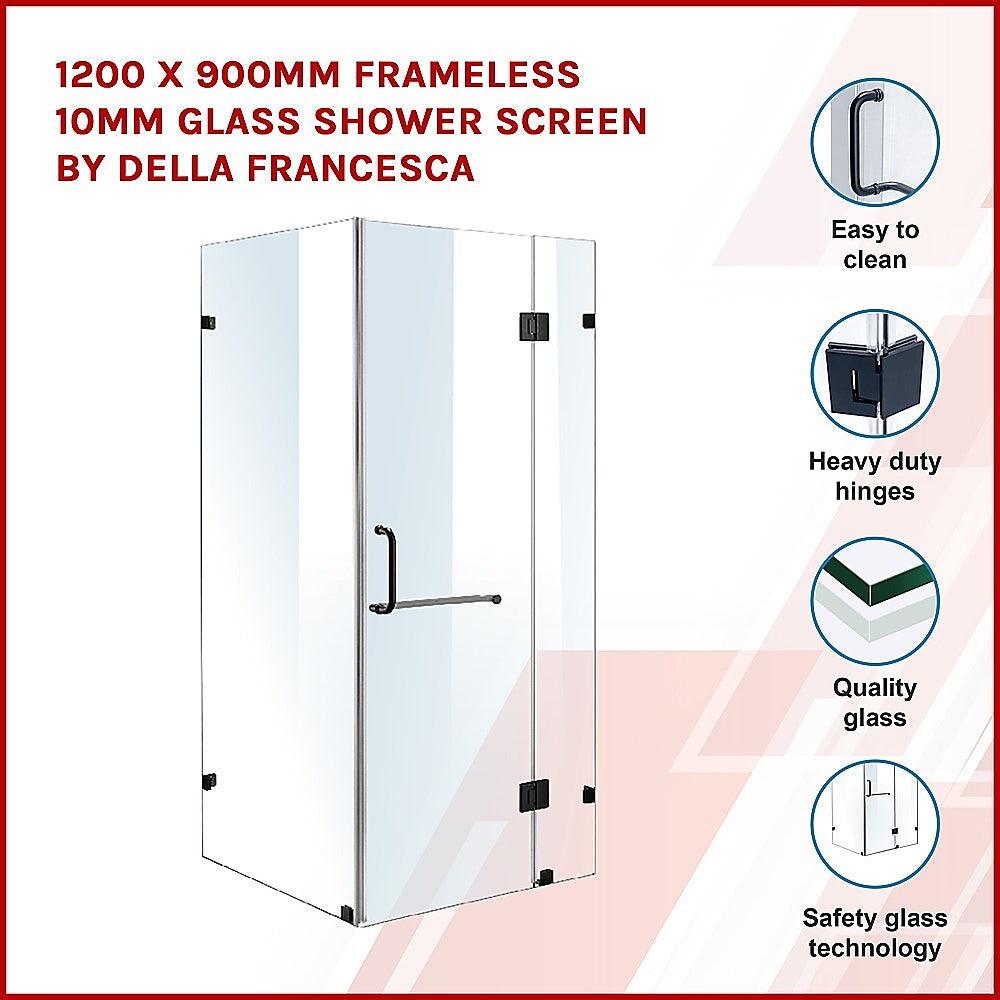 1200 x 900mm Frameless 10mm Glass Shower Screen | Della Francesca Design