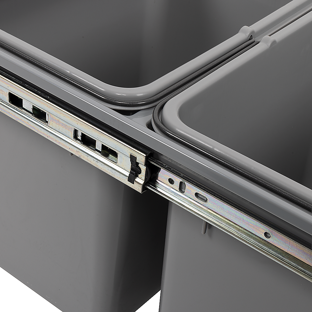 2x 15L Pull-Out Trash Bin | Dual Kitchen Garbage Waste Basket | Cabinet Bin