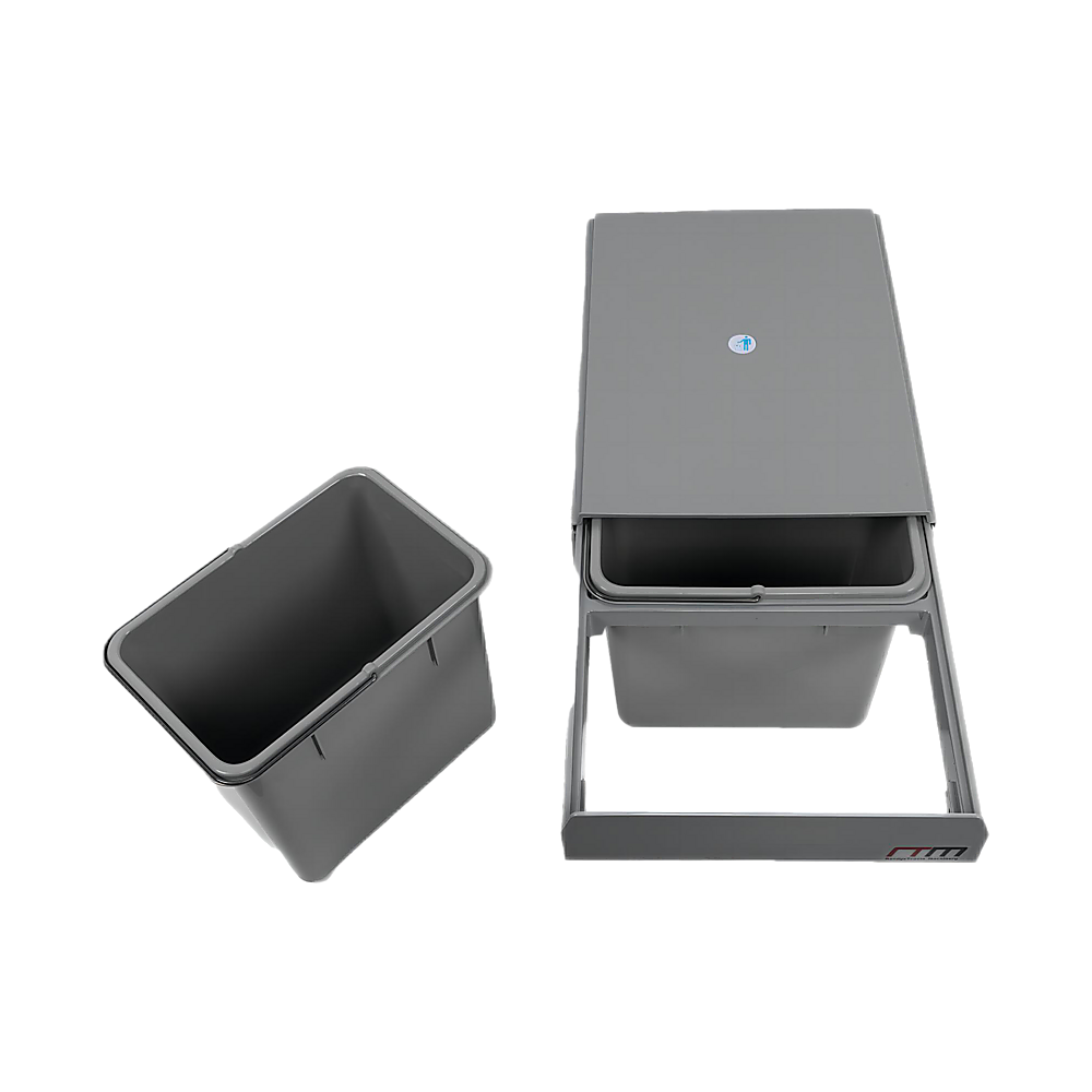 2x 15L Pull-Out Trash Bin | Dual Kitchen Garbage Waste Basket | Cabinet Bin