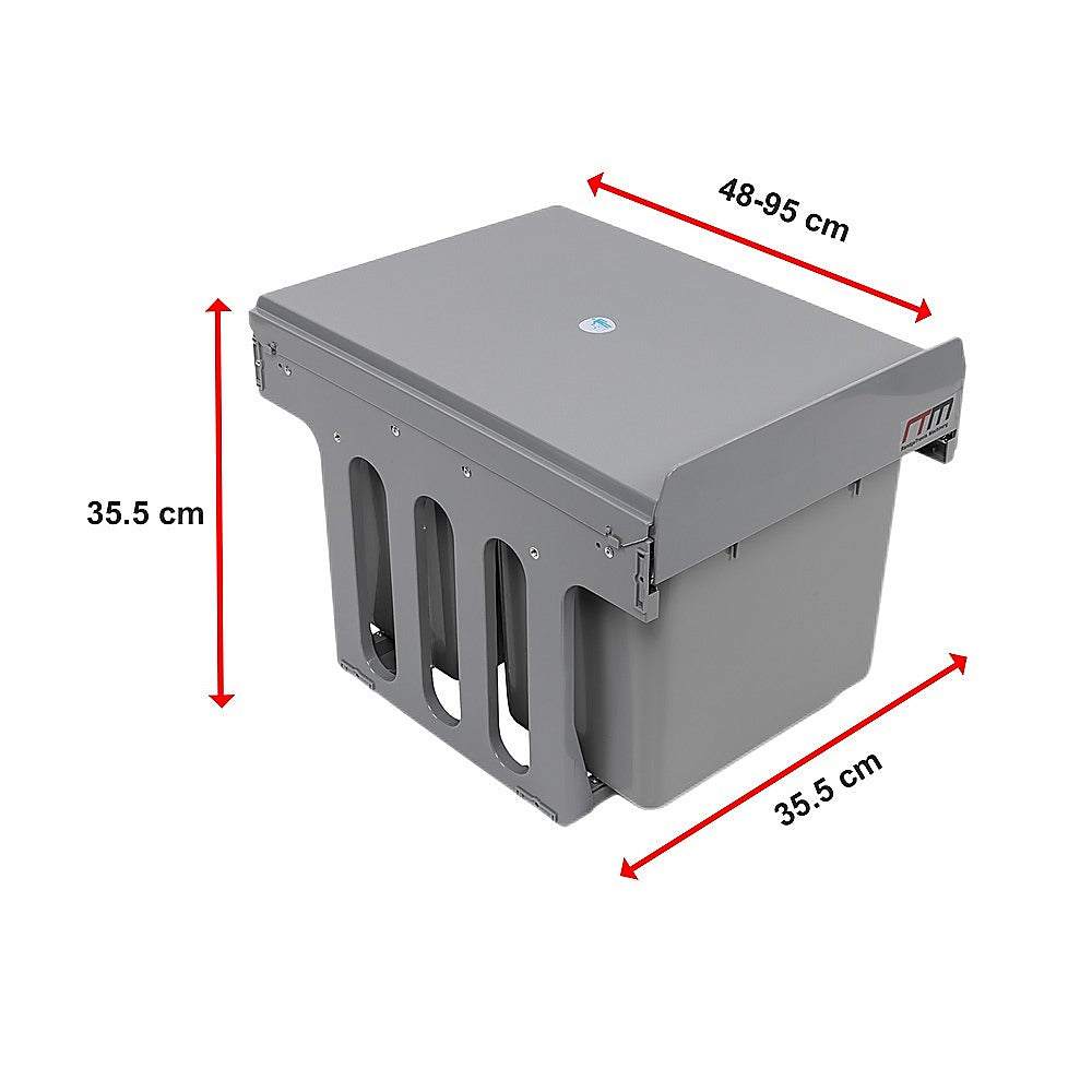 2x 15L Pull-Out Trash Bin | Dual Kitchen Garbage Waste Basket | Cabinet Bin