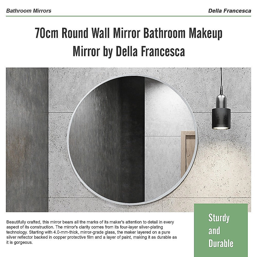70cm Round Wall Mirror Bathroom Makeup Mirror by Della Francesca