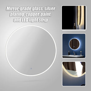 50cm LED Wall Mirror Bathroom Mirrors Light Decor Round