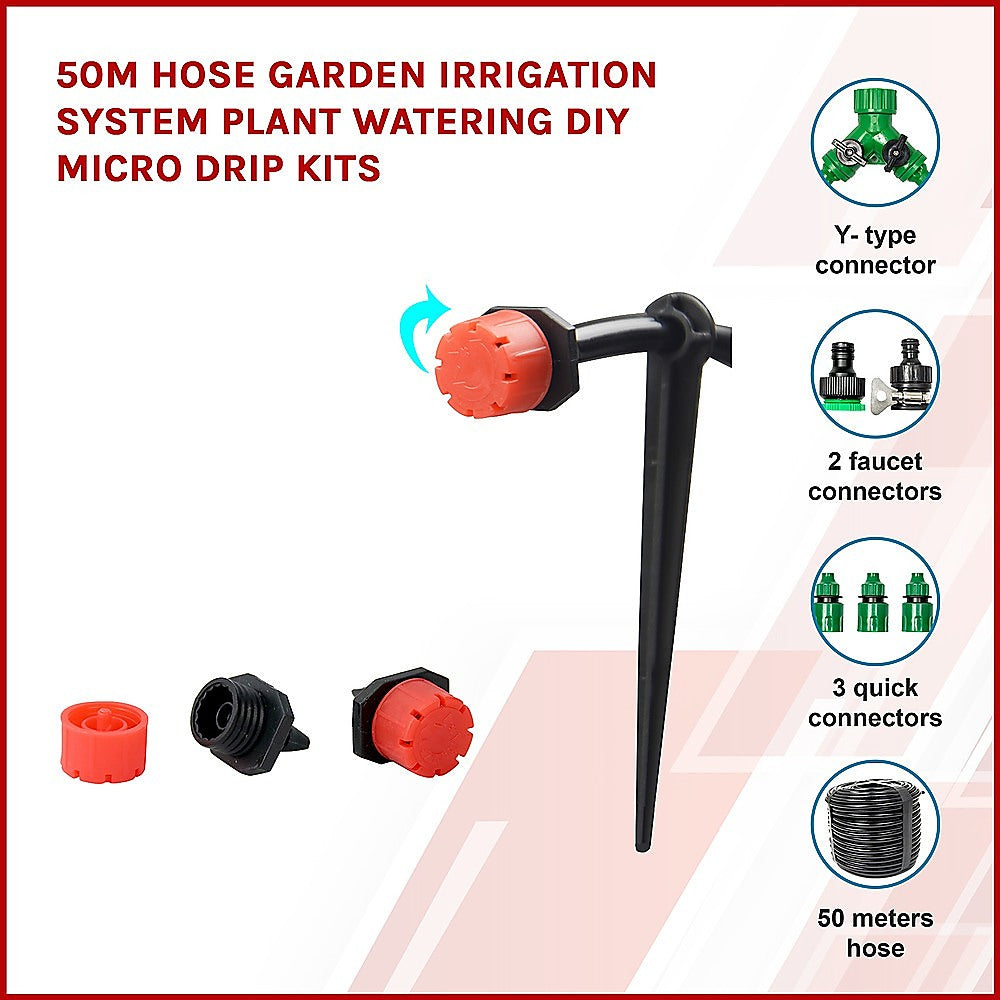 Garden Irrigation System | 50M Hose | DIY Micro Drip Plant Watering Kit