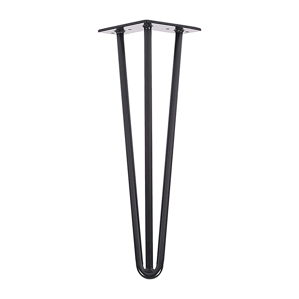Set of 4 Industrial 3-Rod Retro Hairpin Table Legs | 12mm Steel Bench Desk | 41cm | Black