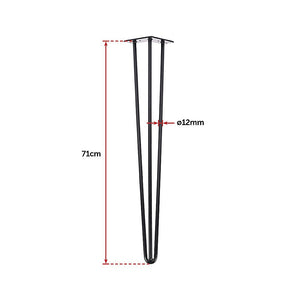 Set of 4 Industrial 3-Rod Retro Hairpin Table Legs | 12mm Steel Bench Desk | 71cm | Black