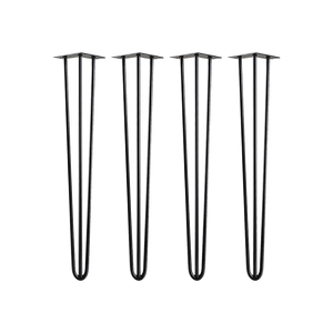 Set of 4 Industrial 3-Rod Retro Hairpin Table Legs | 12mm Steel Bench Desk | 71cm | Black