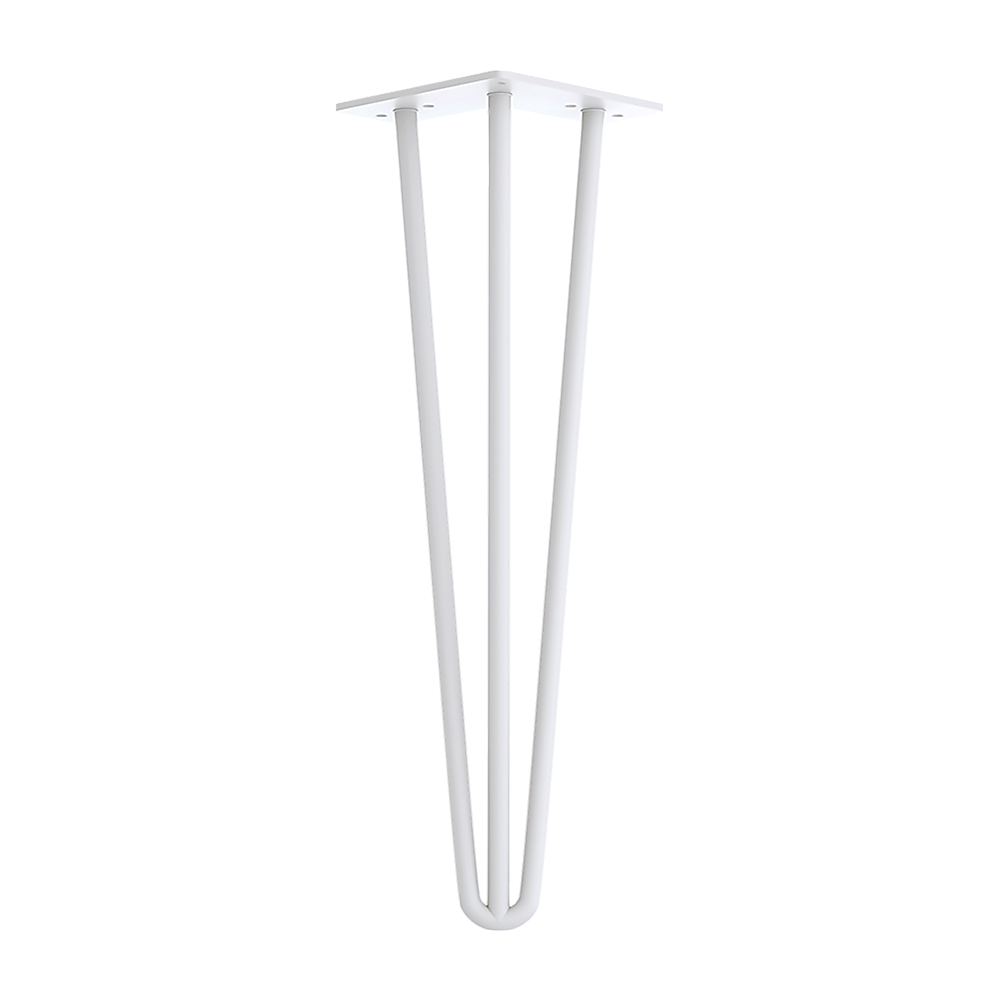 Set of 4 Industrial 3-Rod Retro Table Legs | 12mm Steel Bench Desk | 41cm | White
